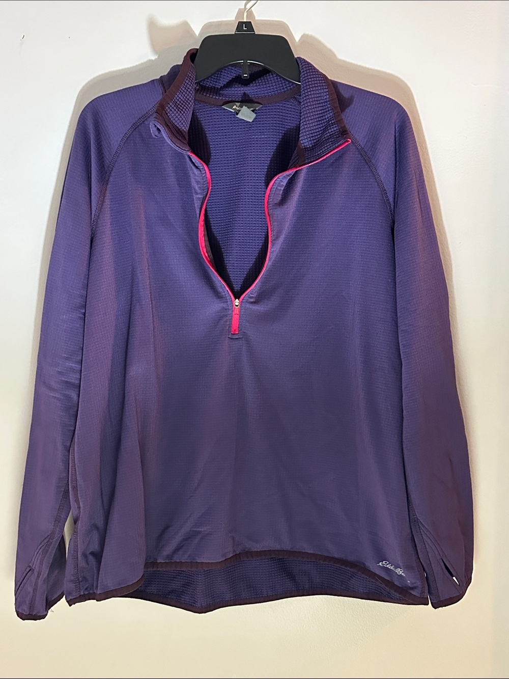 Eddie Bauer Purple Half-Zip Active Pullover with Pink Trim